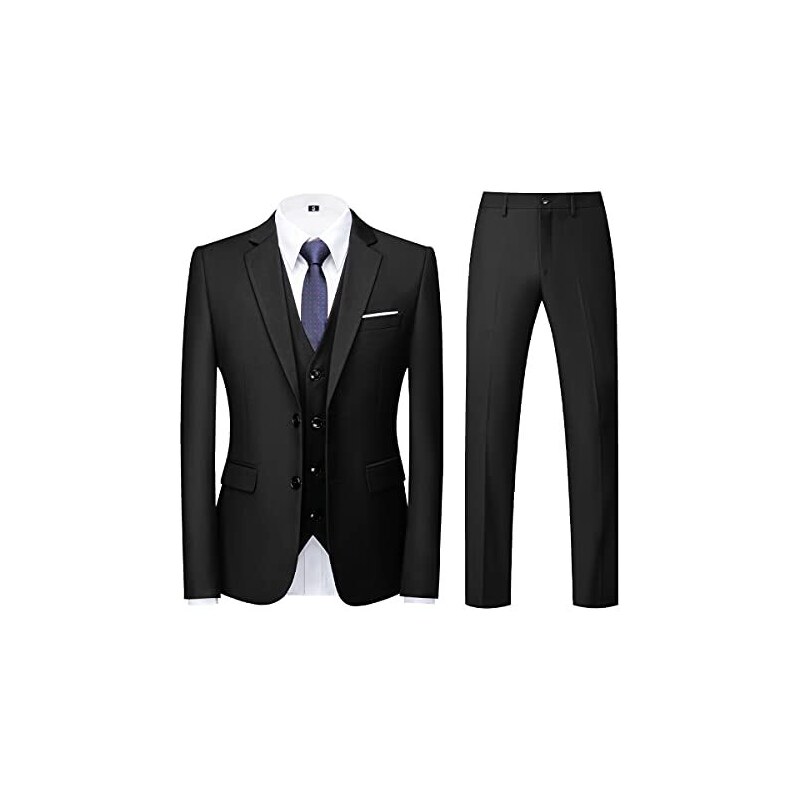 Wangyue Abito Uomo 3 Pezzi Slim Fit - Doppio Petto - Completo Business Cerimonia Sposo - Taglie Forti