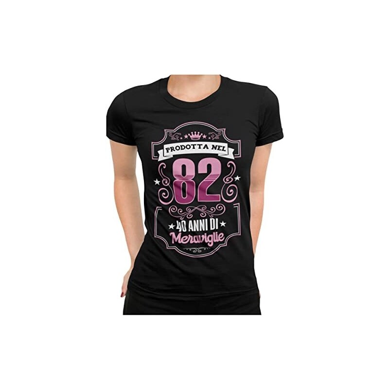 STAMPATEK Maglietta Compleanno 40 Anni Donna Tshirt Festa a Sorpresa Maglia  Idea Regalo Donna 40 Anni T-Shirt Divertente Nata nel 1983 