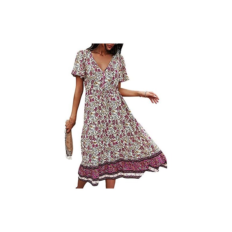 Maglietta Donna Floreale Bohémian - Stampa Vintage A Maniche Corte, Morbida In Misto Cotone