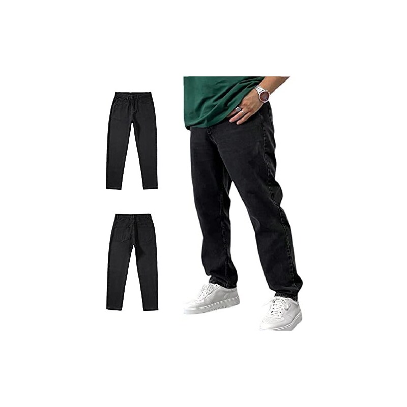 Salopette Uomo Denim - Pantaloni Larghi Con Bretelle Tinta Unita - Foto 5