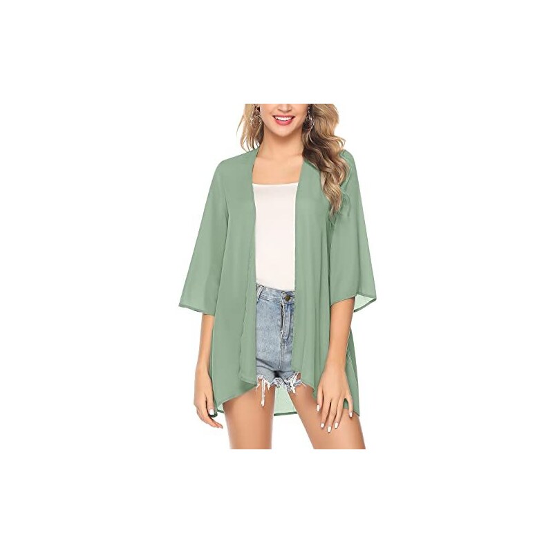 Tyooteirw Cardigan Floreale Leggero Da Donna - Copricostume Vintage Da Spiaggia Con Orlo Drappeggiato 04 Kaki Xl 123965479