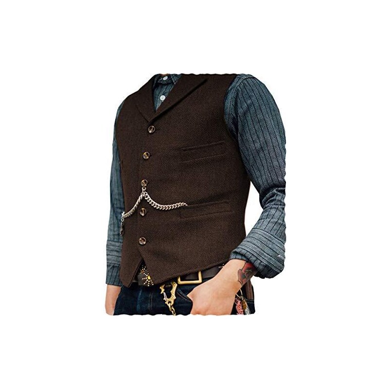 COSKTIARL Gilet Formale Da Uomo - Gilet Da Uomo In Tweed A Spina Di