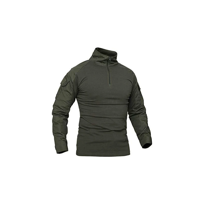 Aoleaky Camicia militare estiva uomo,manica corta,cotone,con distintivo