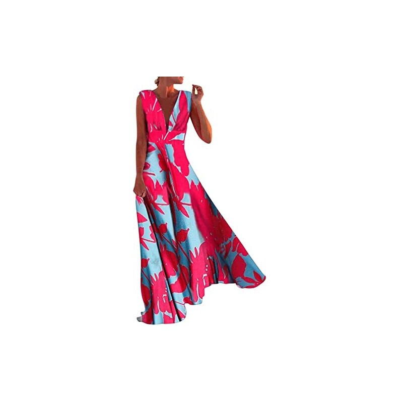 BKSCAYXS Abito lungo da donna, estivo, rockabilly, elegante, morbido