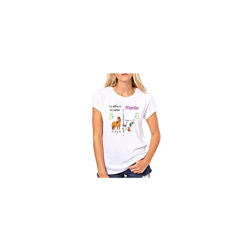 Puzzletee T-Shirt Compleanno Donna 60 Anni Personalizzata - Le Altre -  [PERSONALIZZA Nome] - Maglietta Compleanno - Tshirt 60 Anni Personalizzata  - Idea Regalo Donna 