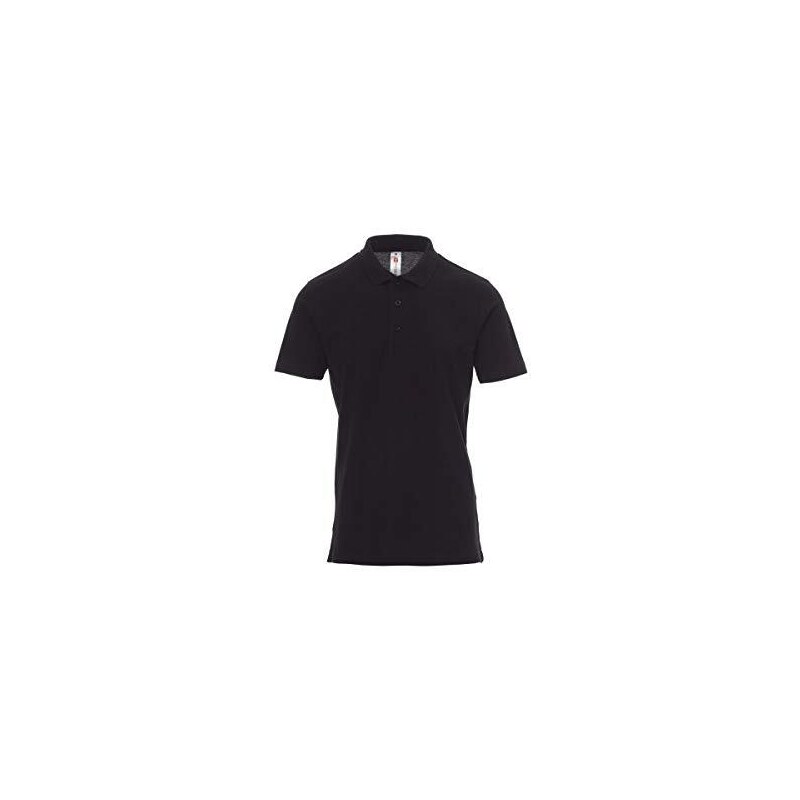 PAYPER Polo Rome, Ideale per Lavoro, 3 Bottoni in Tinta, Cotone Piquet 100% (Nero, L)