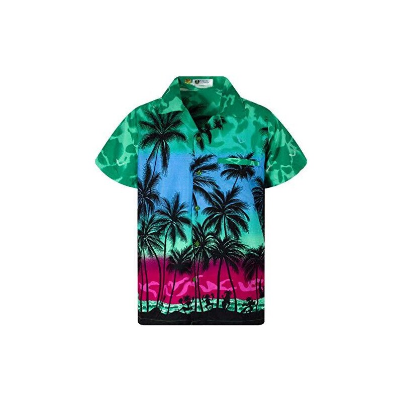 V.H.O Funky Hawaiian Blouse Women Short-Sleeve Front-Pocket Wedding