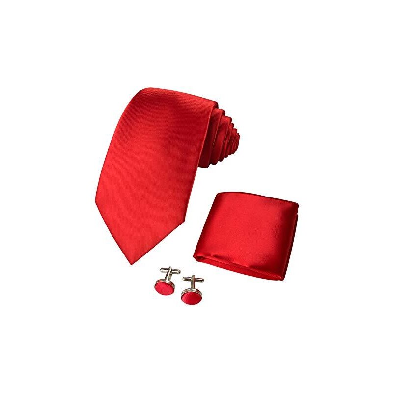 Set Cravatta Uomo In Seta 4 Pezzi Con Fazzoletto, Fermacravatta E Gemelli – Rosa Quadretti