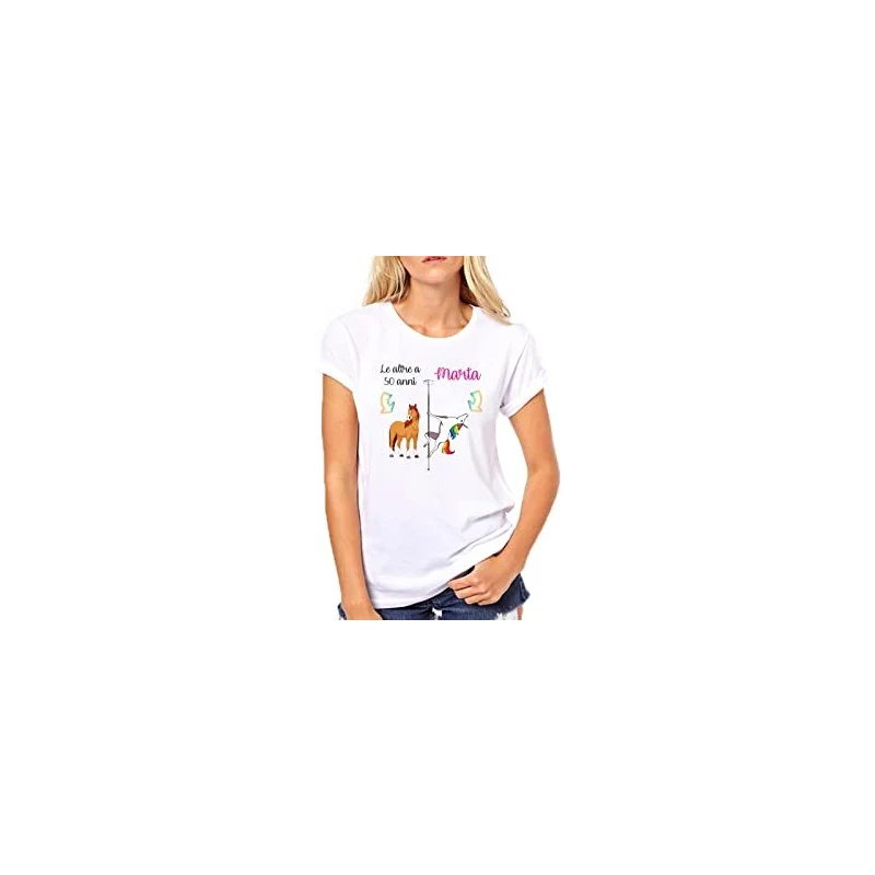 Puzzletee T-Shirt Compleanno Donna 50 Anni Personalizzata - Le Altre -  [PERSONALIZZA Nome] - Maglietta Compleanno - Tshirt 50 Anni Personalizzata  - Idea Regalo Donna 