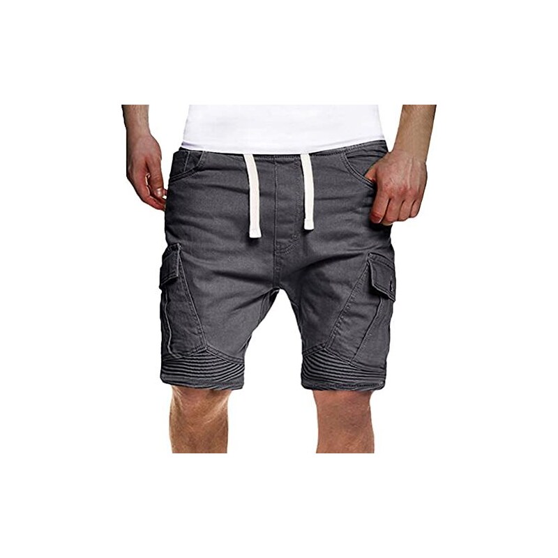 JACK & JONES Pantaloncini da uomo da allenamento in esecuzione pantaloncini sportivi traspiranti mezzi pantaloni estivi corti per gli uomini, Melange grigio chiaro., M