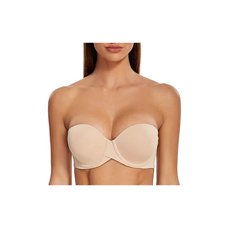 Meleneca Donna Push Up Reggiseno Senza Spalline Invisibile Con Ferretto Beige A Stileo It