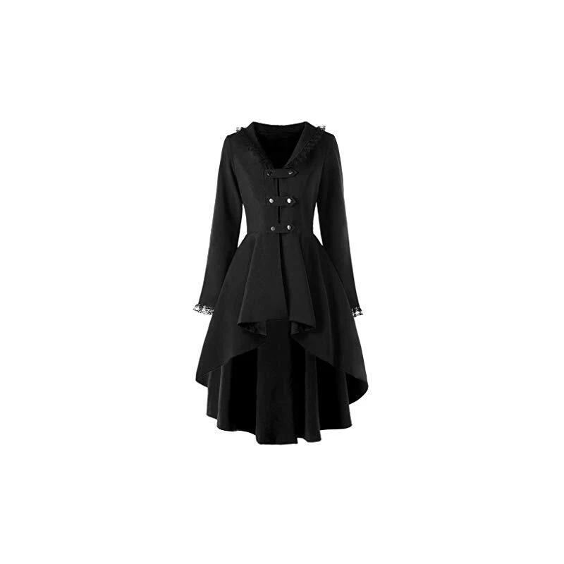 Abito Lungo Gotico Vintage LVCBL Per Donna – Pizzo Nero, Maniche Lunghe, Stile Lolita Per Halloween, Cosplay E Feste, Taglie S-2XL