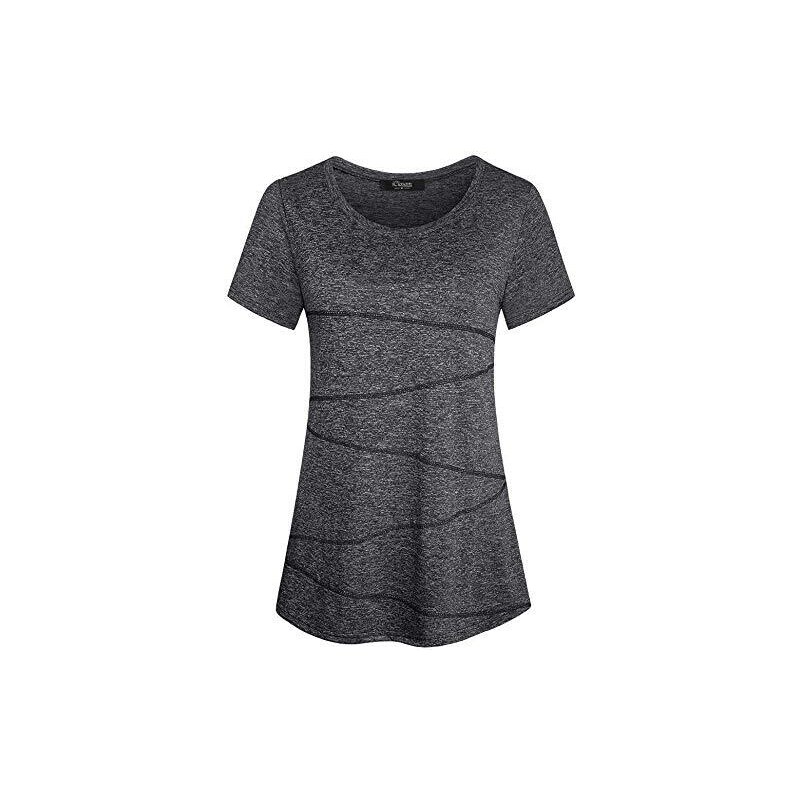 iClosam Maglietta Sportiva Donna T Shirt Palestra Donna Maglia Maniche  Corte Corsa Asciugatura Rapida Top Elastico Magliette Fitness Yoga Tee  A-Grigio Scuro,S : : Moda