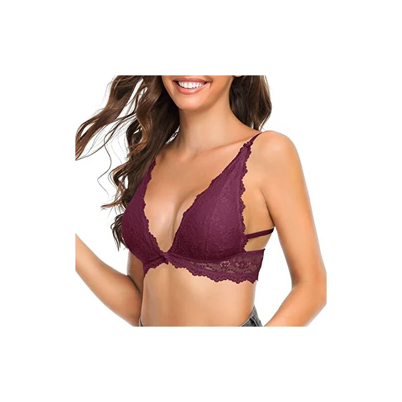 Reggiseno SHEKINI Senza Ferretto In Pizzo – Coppa Imbottita Removibile, Scollatura Profonda E Schiena Scoperta, Taglie S-XL - 2