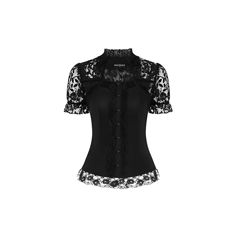 SCARLET DARKNESS Abito Medievale Donna A Due Pezzi – Corpetto Rinascimentale, Maniche Corte, Rosso, Taglia L - 3