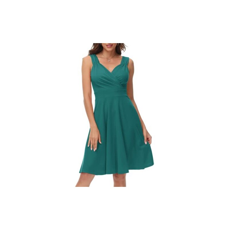 GRACE KARIN Abito In Maglia Donna Con Bottoni E Scollo A V – Maniche Lunghe, Lunghezza Sotto Il Ginocchio, Colori A Contrasto (Albicocca/Verde/Bianco/Nero)