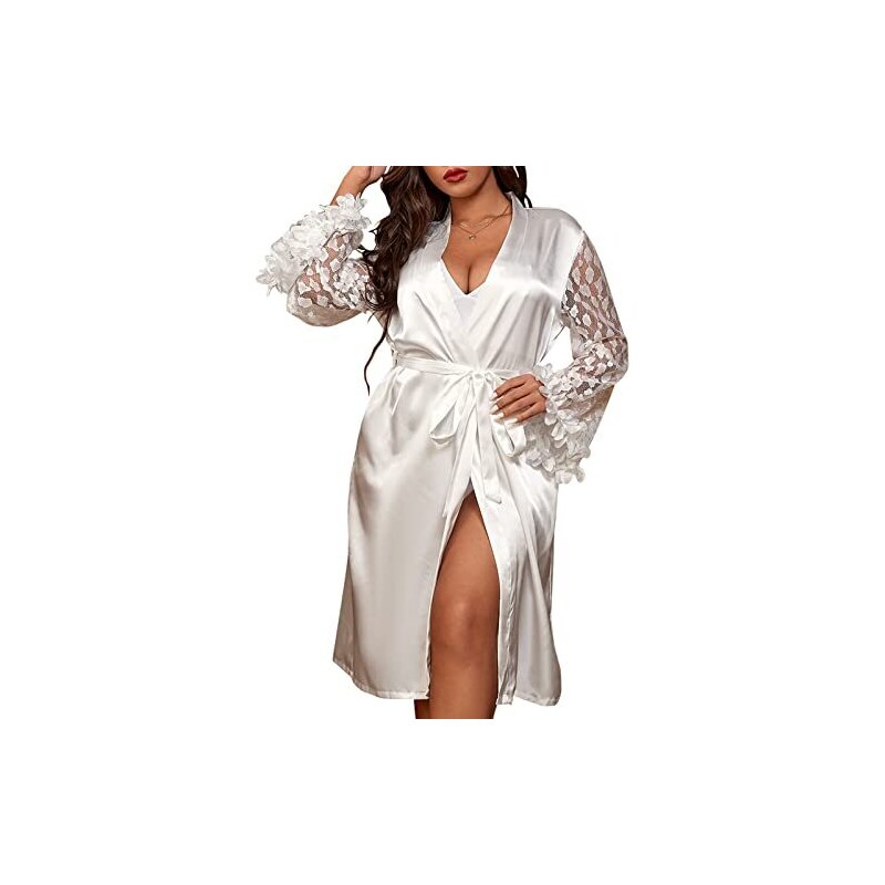 Camicia Da Notte Da Donna In Raso, Kimono In Raso Setoso, Leggera E Morbida, Elegante Camicia Da Notte Da Donna, Kimono In Raso Perfetto Per Feste - Foto 7