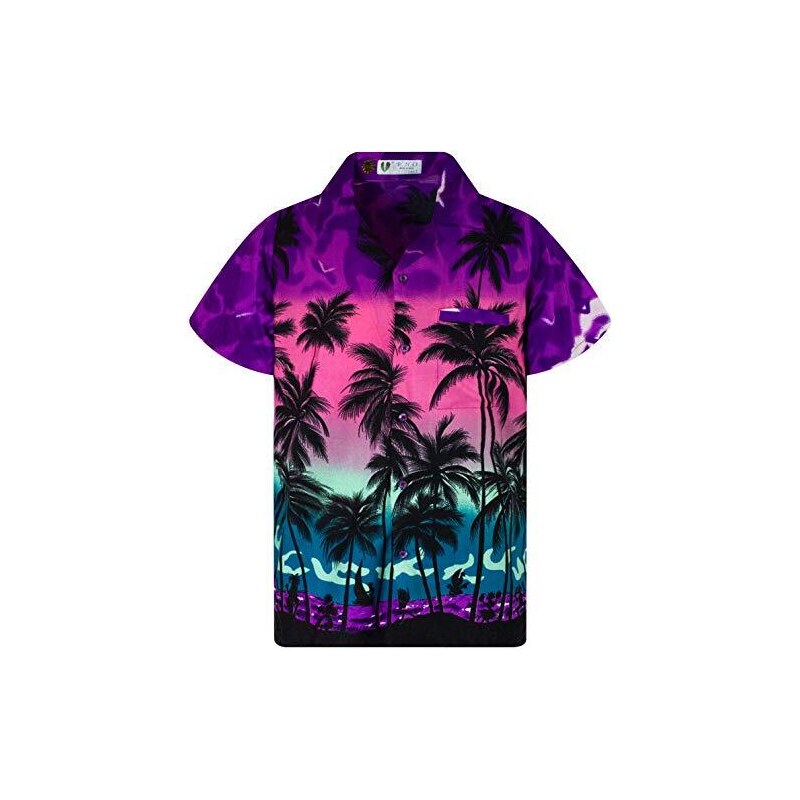 V.H.O. Funky Hawaiian Shirt – Loud Print Short Sleeve Button Down With Pocket For Men & Women