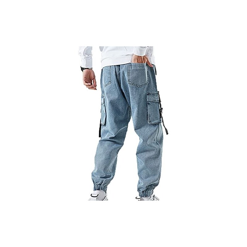 Pantaloni Cargo Uomo Elasticizzati - Jeans Con Patchwork Per Outdoor E Tempo Libero