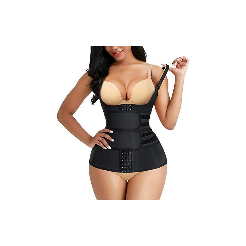 KUMAYES Donna Corsetto Dimagrante Waist Trainer Corpetto Bustino Regolabile Waist Trimmer Modellante Cintura Snellente Cincher (Nero, XXL)