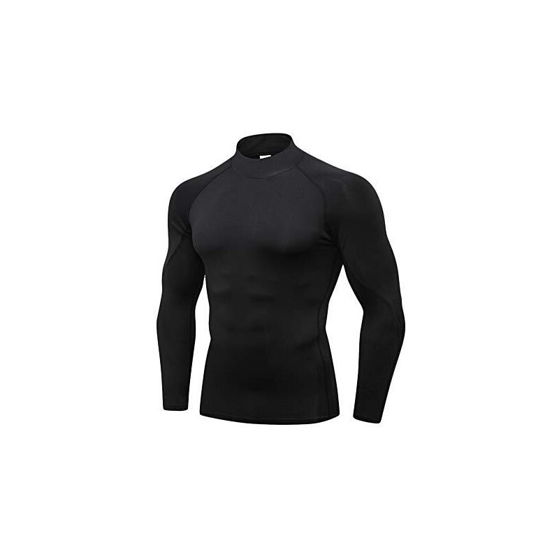 QIXING Maglie intime termiche da uomo a maniche lunghe con collo alto