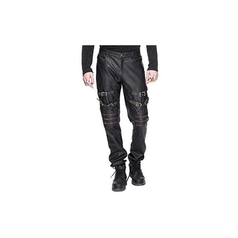 LEGADO Bracciale Uomo In Pelle PU E Acciaio Inox - Stile Vichingo Con Chiusura Magnetica Regolabile - Colore Nero E Argento 21,5