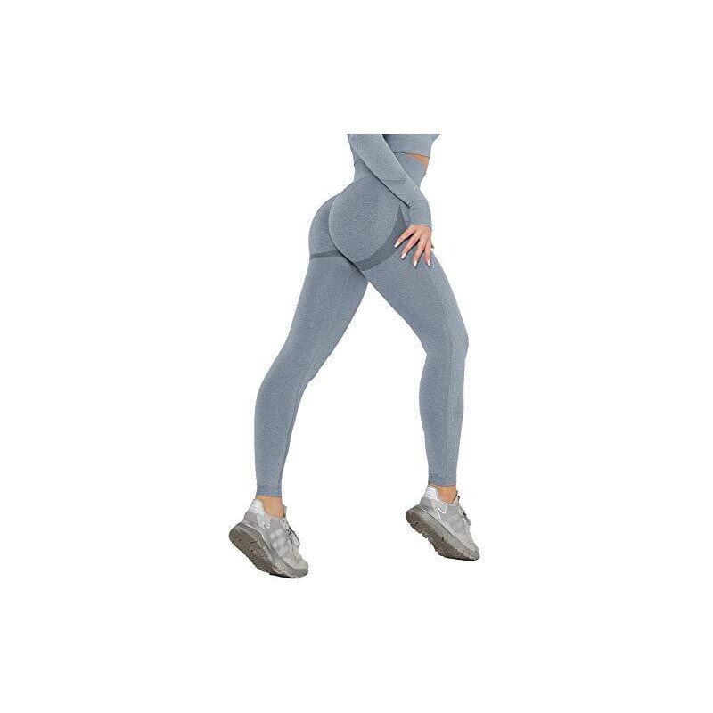DUROFIT Leggins Donna Push up Leggings Sportivi Vita Alta Anticellulite  Pantaloni Palestra per Fitness Yoga Pant Blu L 