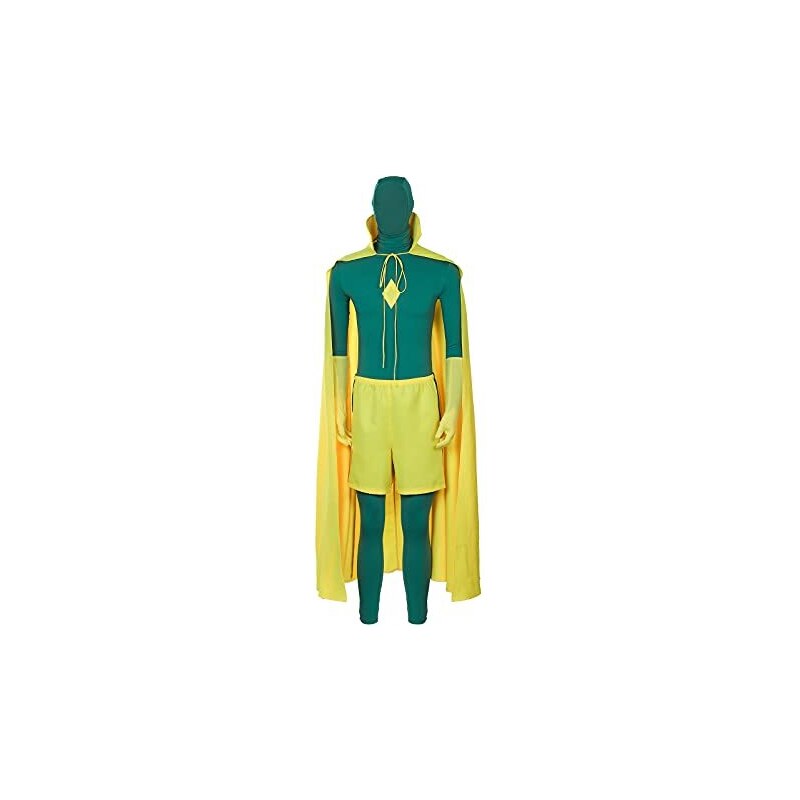 NUWIND Vision Costume Cosplay Mantello Giallo Tuta Verde Uomini