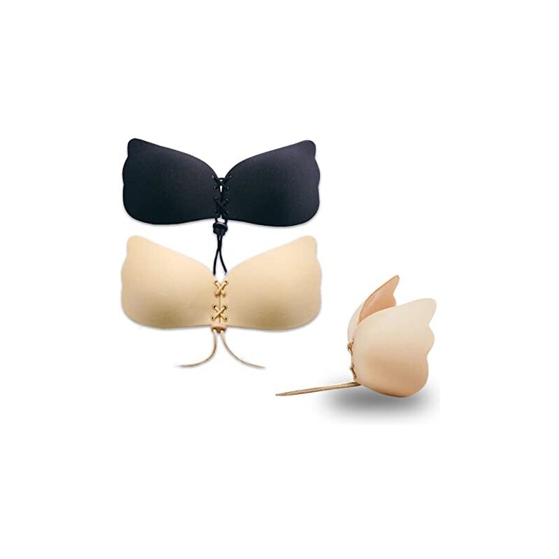 Reggiseno push-up adesivo super appiccicoso invisibile senza spalline senza schienale reggiseno di sollevamento per le donne con capezzoli pasties, Nero e beige, B Reggiseno push-up adesivo super appiccicoso invisibile senza spalline senza schienale reggiseno di sollevamento per le donne con capezzoli pasties, Nero e beige, B