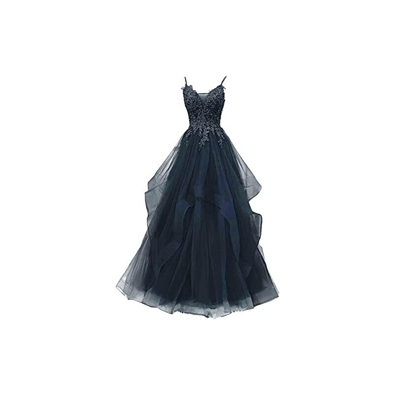 Sevintage Abito Da Cerimonia In Tulle Blu Navy, Lunghezza Tea, Scollo A Cuore Con Tasche, Taglie Forti (54+) - 2