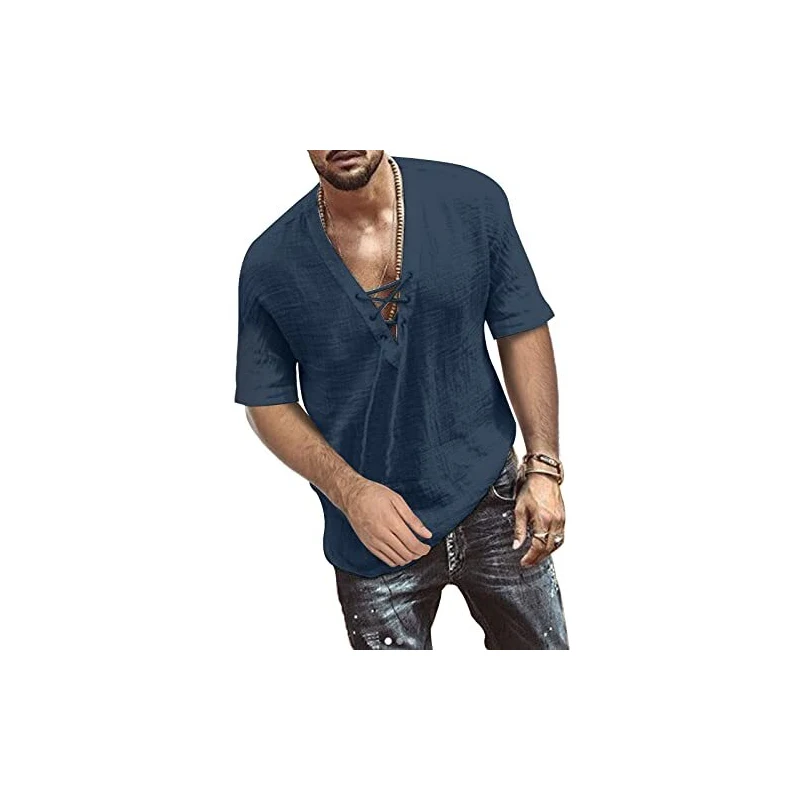 Camicie Casual Da Uomo A Maniche Corte Estive A Maniche Corte Camicia Hippie Estiva Da Spiaggia Camicia Hippie Da Uomo Maglietta Morbida Per Tutti I Giorni 4 Camicie XLT Per Uomo Camicie - Foto 10