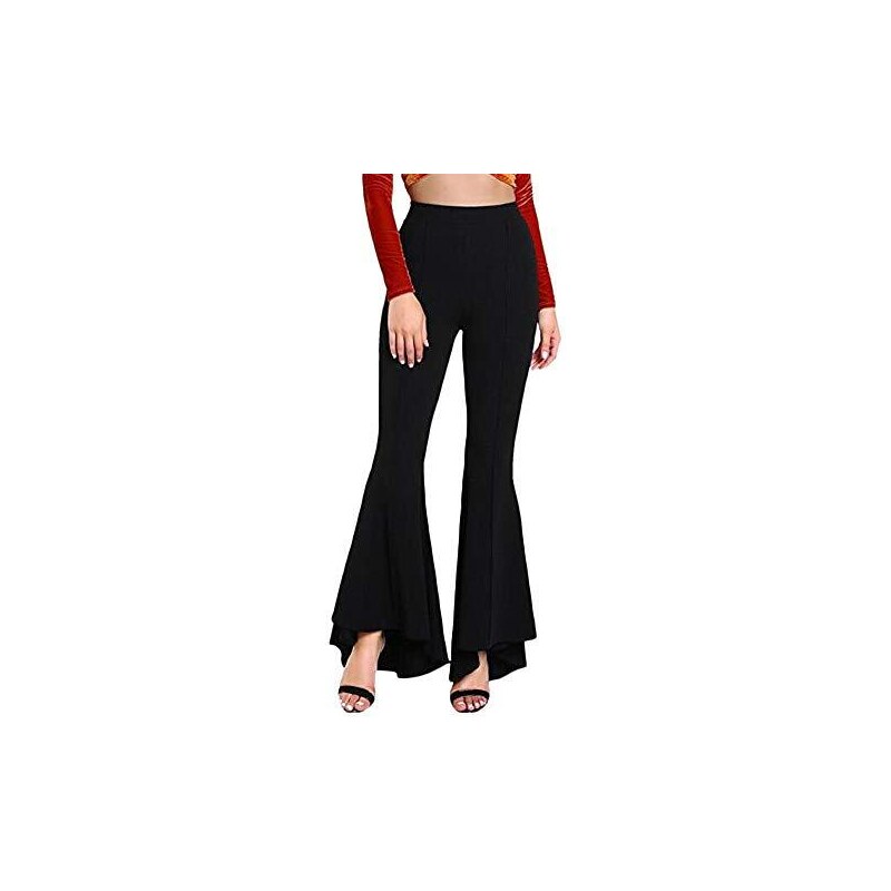 Pantaloni Donna Eleganti A Zampa D'Elefante - Vita Alta, Slim Fit, In Cotone Elasticizzato Per Yoga - Foto 11