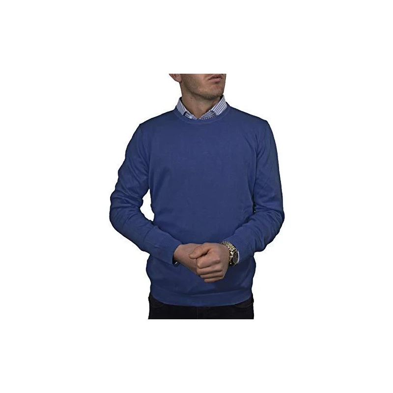Maglione Uomo In Cotone 100% Maglia Rasata - Pullover Girocollo Made In Italy