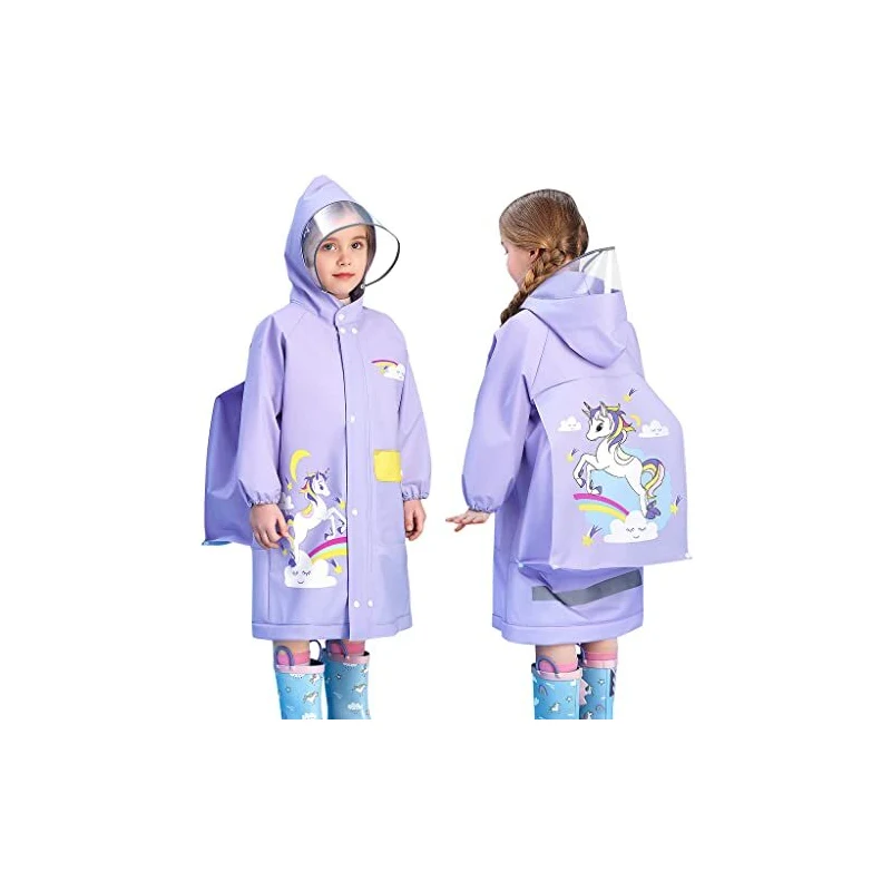 Mantellina Pioggia Bambino Impermeabile In Eva | Poncho Con Cappuccio Riutilizzabile Per Trekking E Giochi All'Aperto