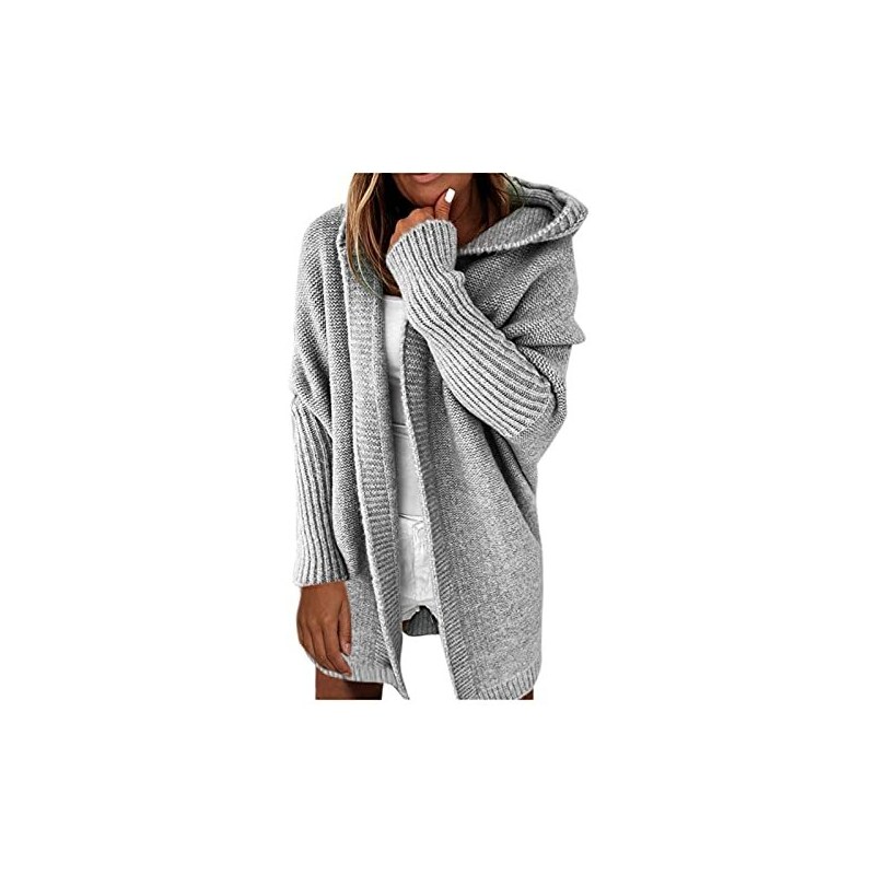 ebossy - Cardigan da Donna a Maglia, a Maniche Lunghe, Aperto sul Davanti, con Scollo a V e Bottoni, in Misto Lana, Rosa, XS