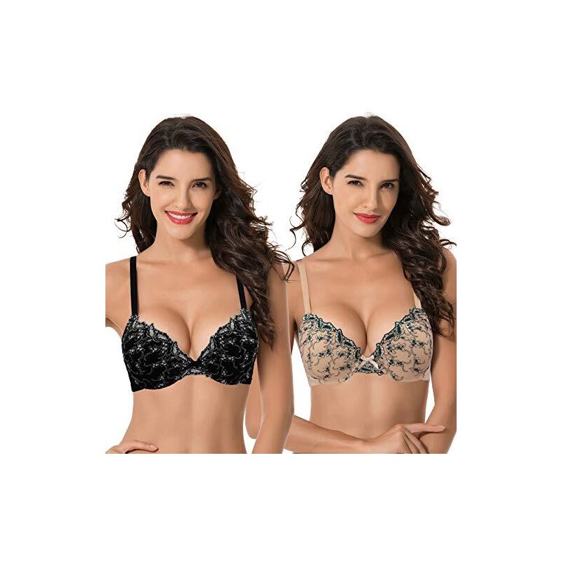 Queenral Nuove donne Plus Size Backless Push Up Intimo Reggiseni sexy in pizzo Large Crop Top