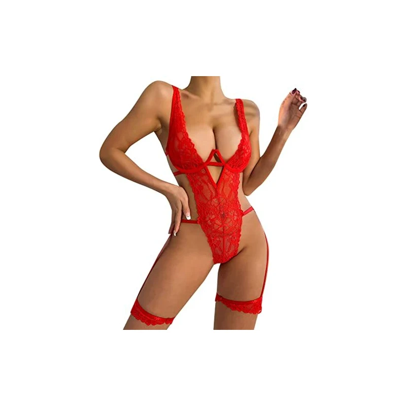 Body In Pizzo Sexy Donna - Babydoll Trasparente Con Schiena Scoperta, Halter Erotico Per Serate Speciali