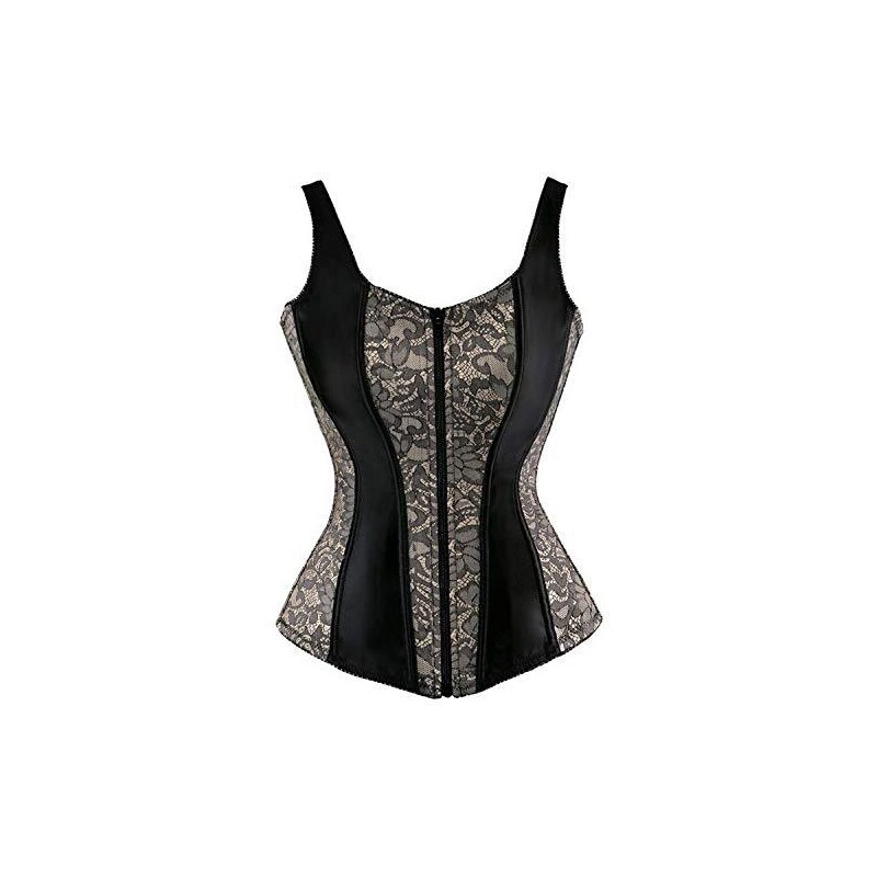 jutrisujo corsetto donna gonna abito set corset bustino sexy top pizzo corsetti gotica lingerie burlesque Halloween Nero S