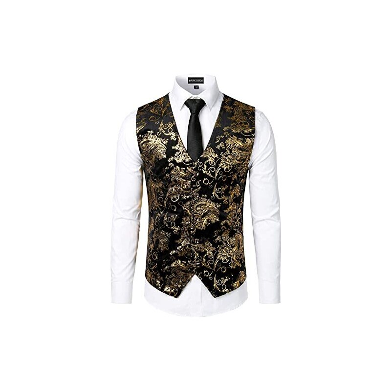 Parklees Herencolbert, luxe, metallic paisley goudkleurige print