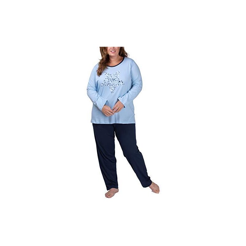 Moonline Plus Pigiama da Donna Taglie Grandi Taglie Forti XL 4XL con Stampa Dreams Come True Colore Hell Blau GroBe Textil 52 54