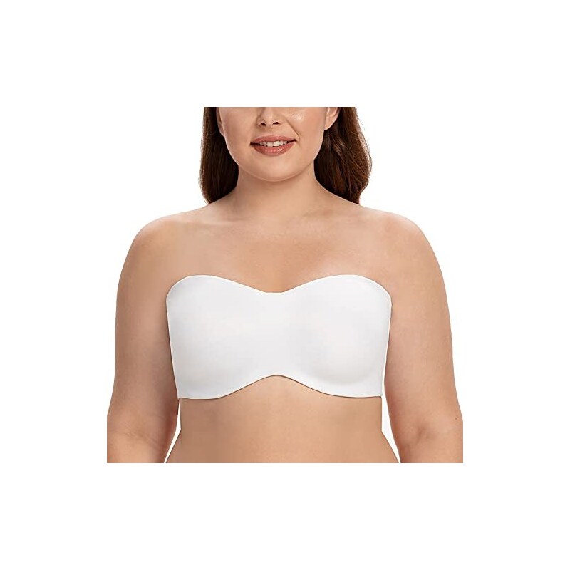 DELIMIRA Reggiseno Senza Spalline Multifunzione Con Ferretto E Mini-Jacquard, Beige 4B, Per Seno Grande, Minimizer