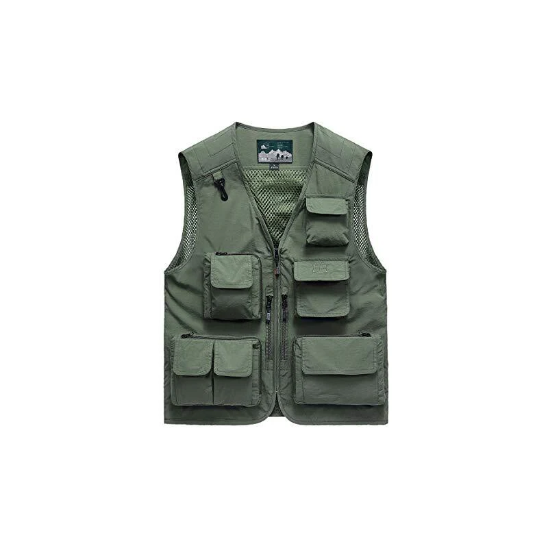 Gilet Da Caccia Uomo Con Multiple Tasche - Giubbotto Senza Maniche In Cotone Per Trekking E Pesca - Foto 9