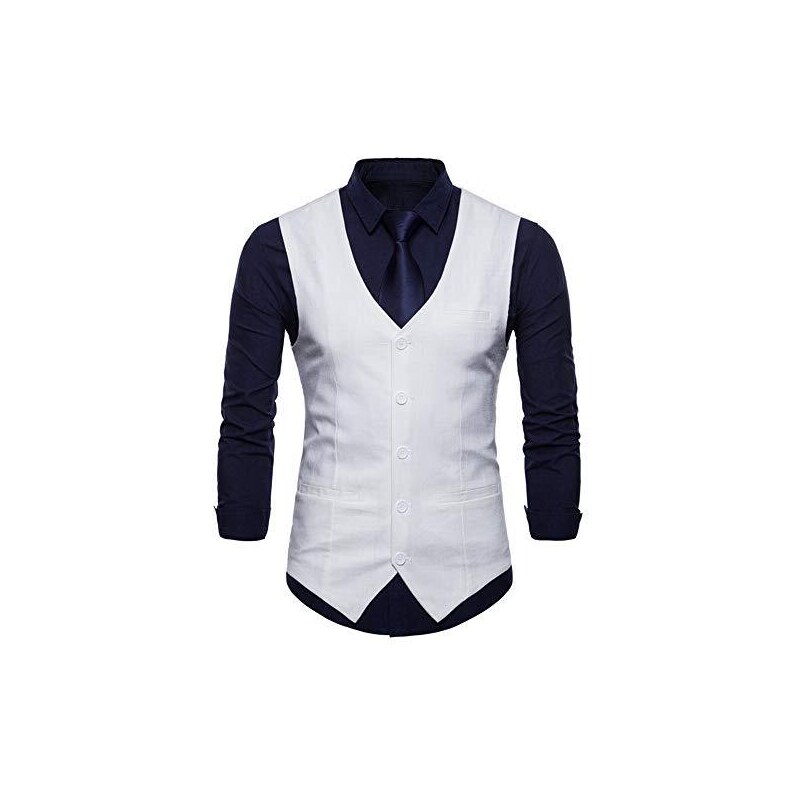 JOLIME Gilet da Uomo Panciotto della Maglia Scollo a V Vestito Matrimonio Casual Commerciale