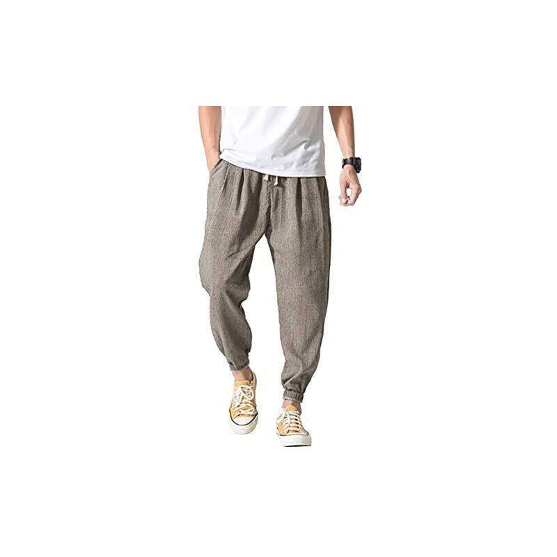 Gemijacka Pantaloni Lunghi Da Uomo, In Lino, Con Elastico In Vita Ultra Leggeri Estivi Opachi Da Spiaggia Verde Xl 118336886 - Foto 10