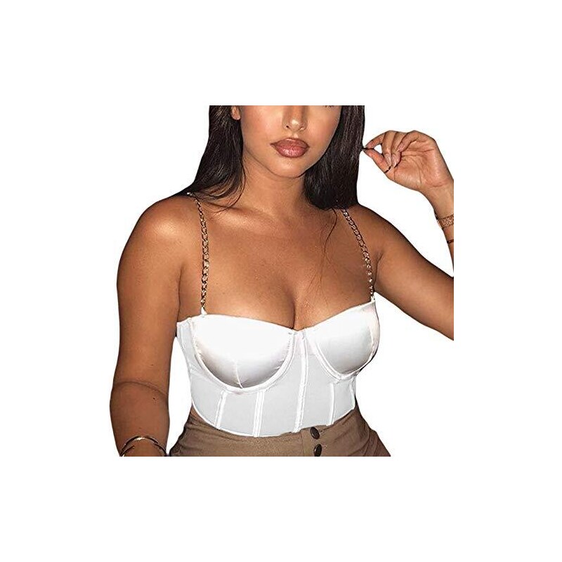inlzdz Canotta Donna Elegante Pelle Reggiseno Senza Maniche Gotico
