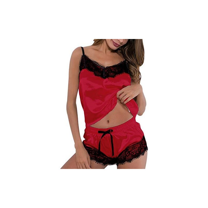 Pigiama In Raso Ekouaer Con Pantaloncini - Lingerie Sexy Per Donna, Taglie S-2XL