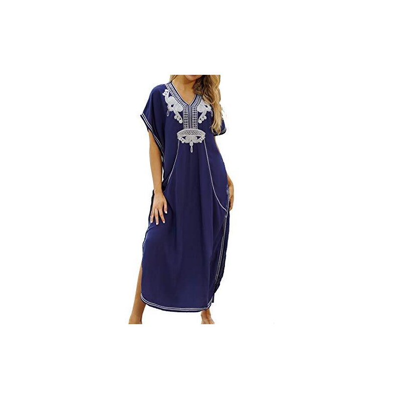 Robe De Plage Femme Longue Bikini Cover-Up Robe Hôtesse Grande Taille Boheme Robe Maxi Fleur