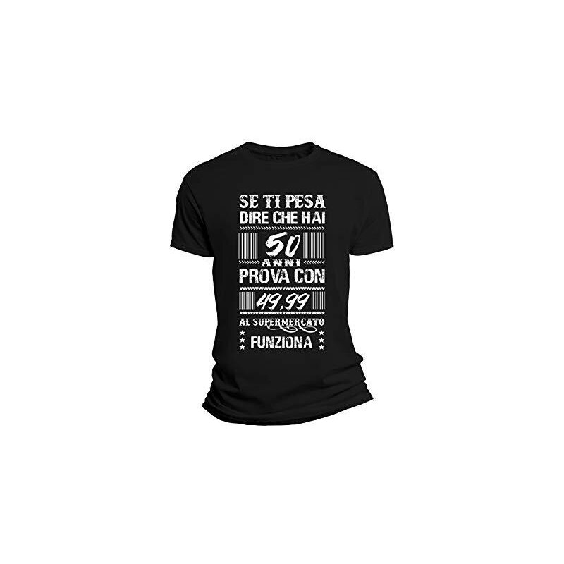 T-shirt Divertente Per 50 Anni &ndash; Idea Regalo Per Pap&agrave;, Simpatica, Cotone Bianco, Unisex