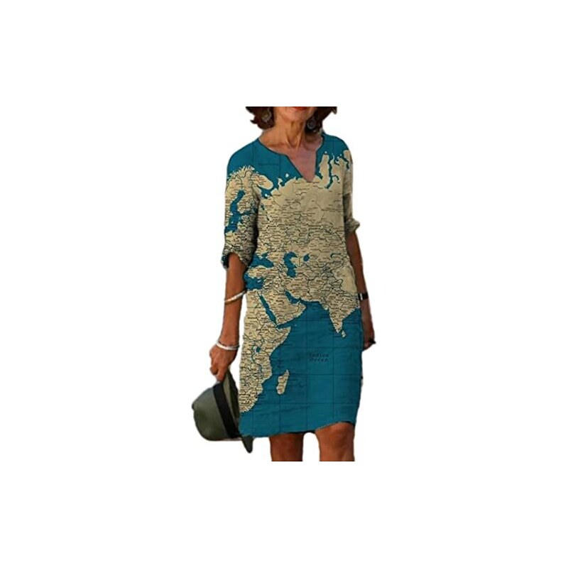 Plus Size Maglietta Con Stampa Grafica, Manica Corta, Collo A , Top