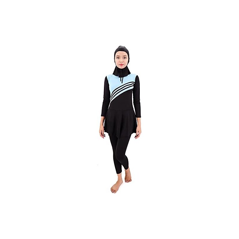 Costume Da Bagno Burkini Per Donne Muslim - 2 Pezzi, Poliestere, Con Cappuccio E Cerniera, Modesto E Comodo - Foto 8